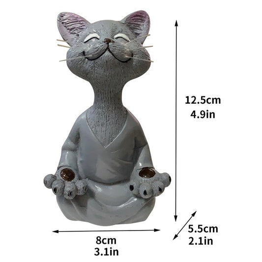 Black Buddha Cat Figurine for Yoga and Garden Decor